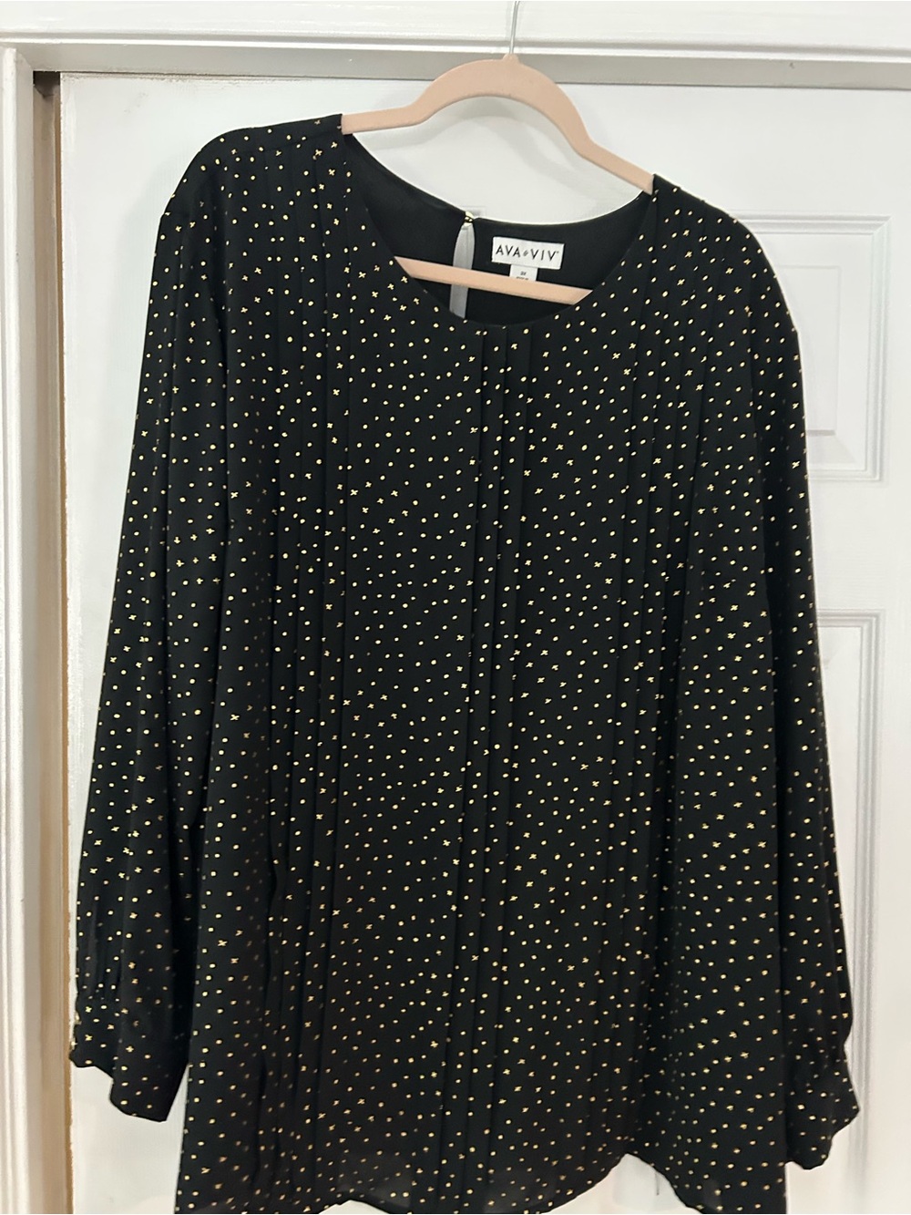 Ava & Viv Black Blouse with Gold Dot Detail